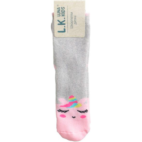 Шкарпетки дитячі Luna Kids № 1. Единоріг 331001 р.16–18 світло-сірий 