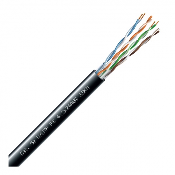 Кабель UTP многожильный ЗЗЦМ FTP/UTP Cat 5e AWG черный 4x2х0,51 медь 