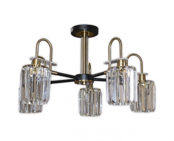 Люстра потолочная Hopfen Bogen CP-BK 5x60 Вт E14 золото/черный 