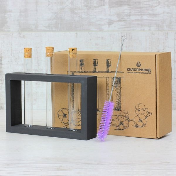 Підставка декоративна Склоприлад із 3 пробірками чорна 300547