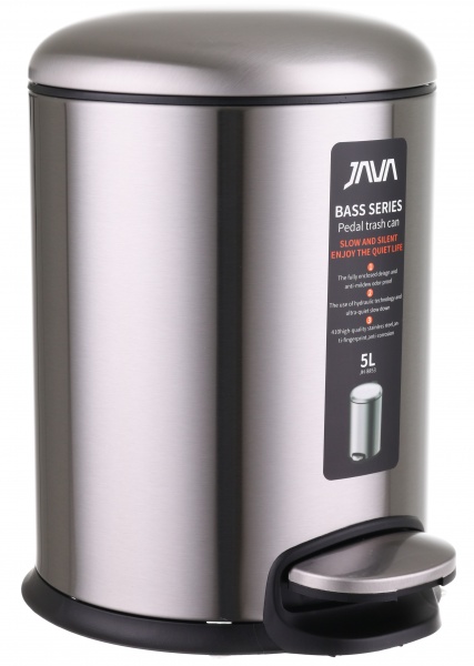 Ведро с педалью Java JH-8853 - 5L chrome SOFT CLOSE