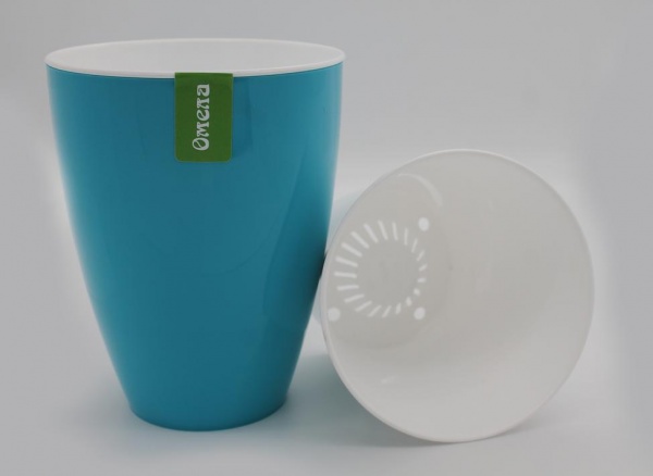 Горщик пластиковий Омела Самозволожувальний 0,6 літра круглий аква 