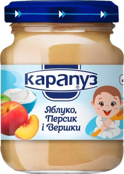 Пюре Карапуз яблоко, персик, сливки 125г 