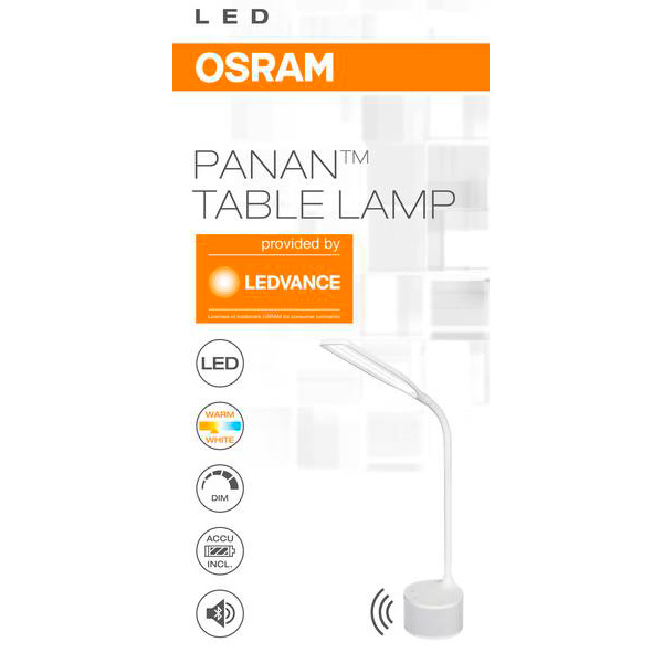 Настольная лампа офисная Osram Panan Speaker Dimm+Accum+Music 7 Вт белый 