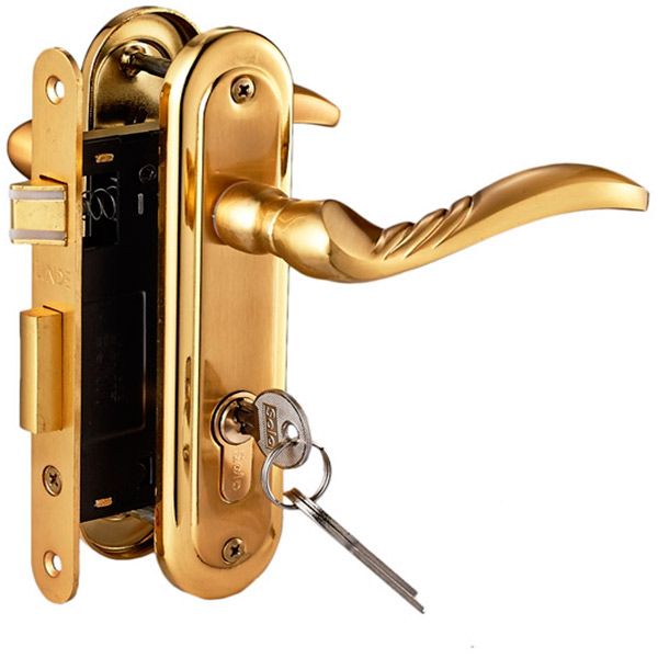 Замок врізний з ручками  Linde А-2001 PZ PB/SB PZ 62,5 мм матова латунь/