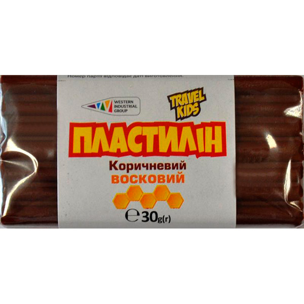 Пластилін восковий коричневий TRAVEL KIDS 30 г Western Industrial Group