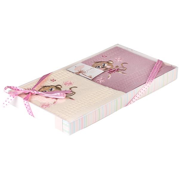 Набор полотенец Karna Woldi сиреневый/молочный 2 шт