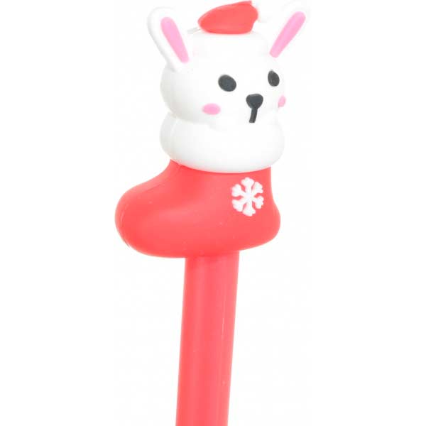 Ручка шариковая Новогодний носок Зайчик