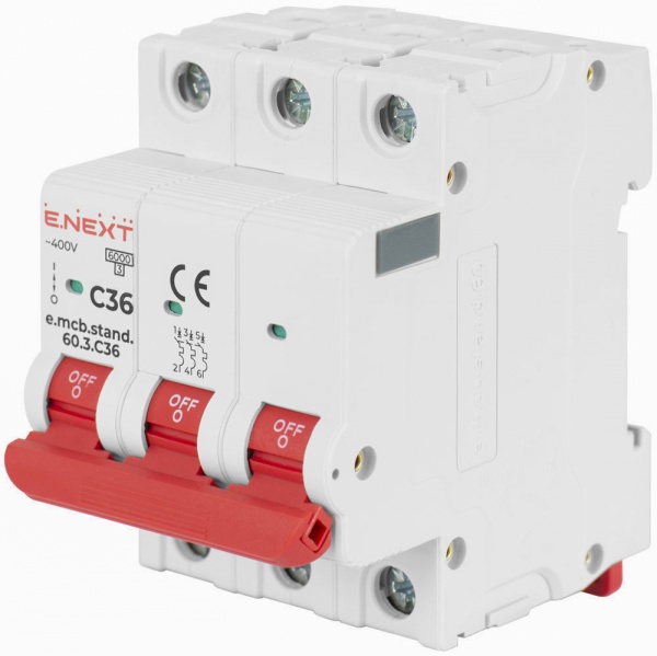 Автоматичний вимикач E.NEXT e.mcb.stand.60.3.C25, 3р, 25А, C, 6 кА s002133