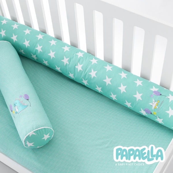 Бортик захисний мультифункціональний Зірка/Горошок 2 шт. Papaella ментоловий 