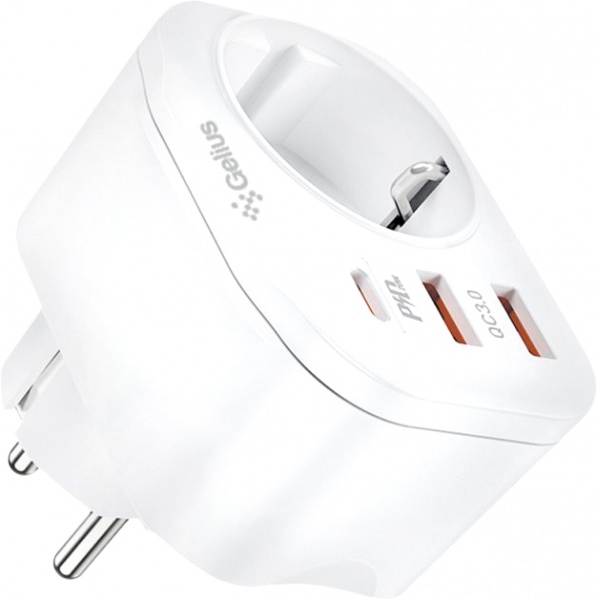 Сетевое зарядное устройство Gelius Moxie GP-HC050 2USB (QC3.0) + Type-C (PD20W) White 