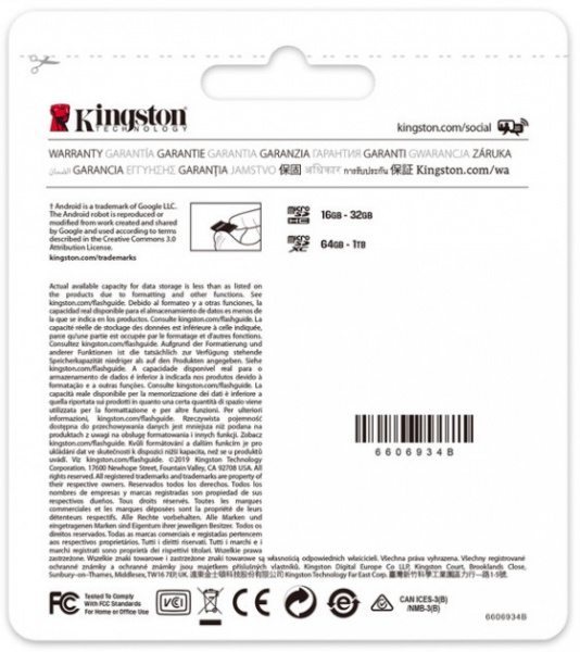 Карта пам'яті Kingston microSDXC 512 ГБ Class 10 (SDCS2/512GB) 