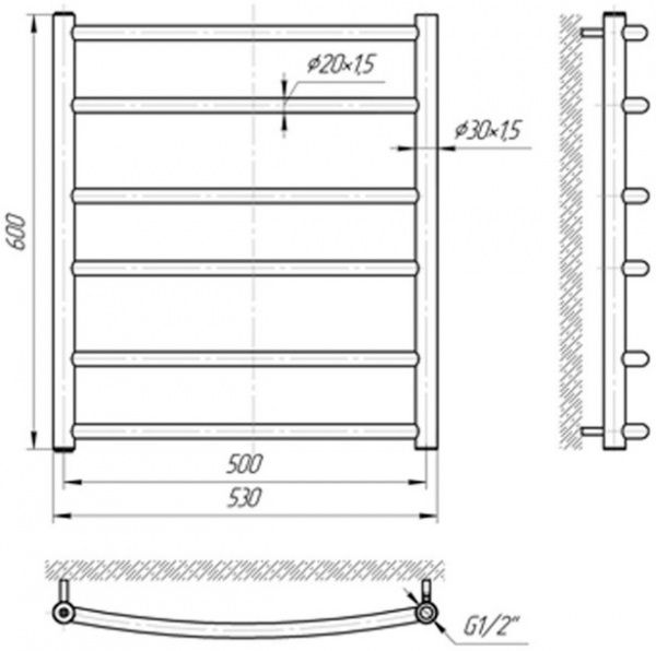 Рушникосушарка Mario Класік 600х530/500