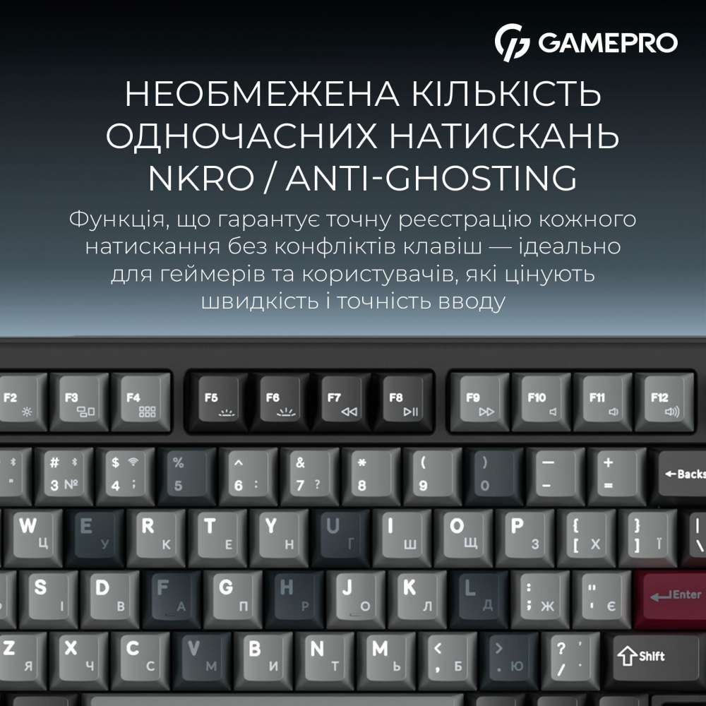 Клавиатура игровая GamePro (MK266BK) Asgard Yord Keychron Super Red Switch Wireless/Bluetooth/USB Black black