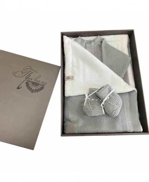 Чоловічок +плед+пінетки р.62 сірий 