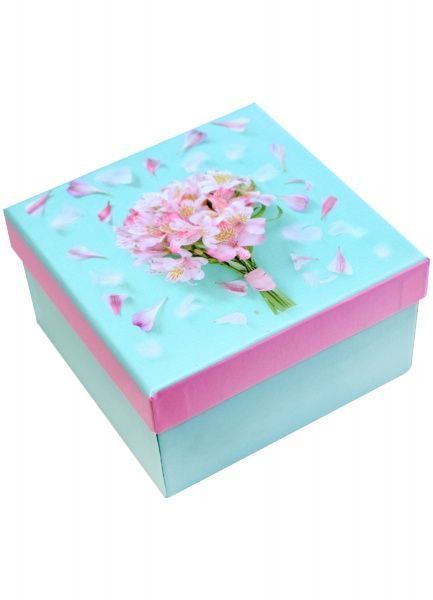 Коробка подарочная квадратная альстремерия 12,5х12,5х7 см