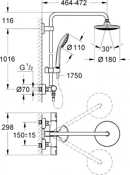 Душевая система Grohe Vitalio Joy 180 27298001