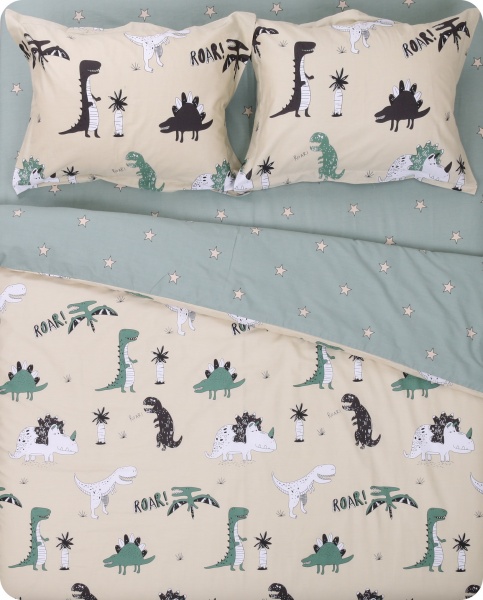 Комплект постільної білизни Динозаврики 2 зелений із малюнком Homeline 