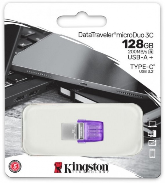 Флешпам'ять USB Kingston DataTraveler MicroDuo 3С 128 ГБ USB 3.2 USB Type-C violet (DTDUO3CG3/128GB) 