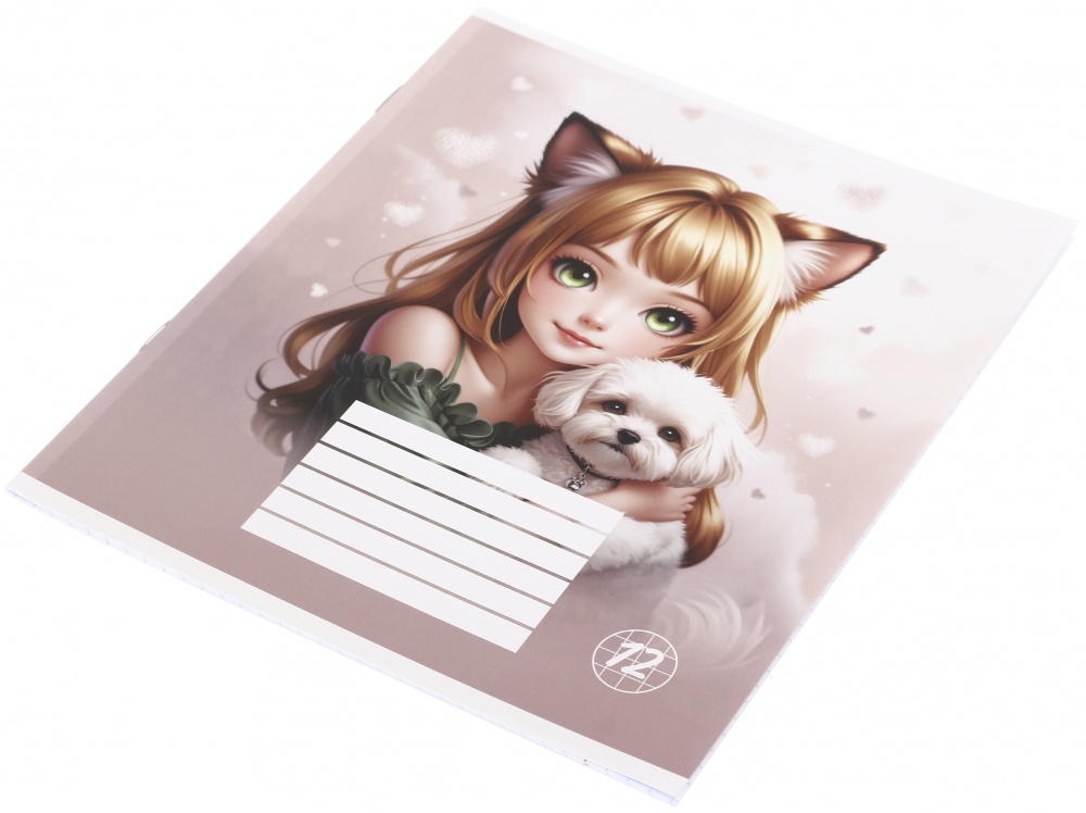 Тетрадь школьная Cat girl_25 12 листов в клеточку Nota Bene