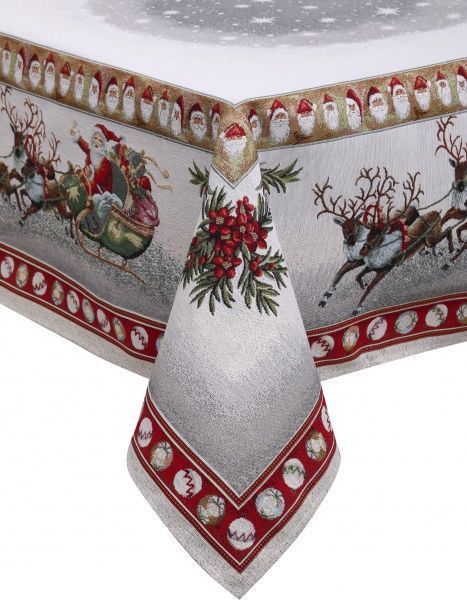 Скатерть гобеленовая новогодняя с люрексом 140x140 см разноцветный 