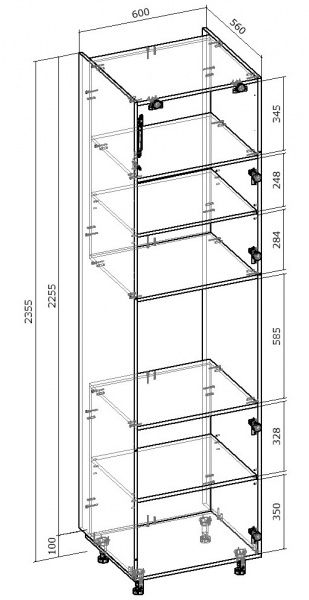 Шафа під духовку Грейд (стандарт) 600x2360x560 мм горіх темний 