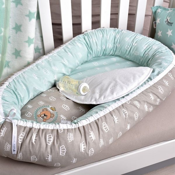 Подушка IDEIA Кокон для младенца + ортопедическая подушка 25х21 см мятно-бежевый 8000031558 