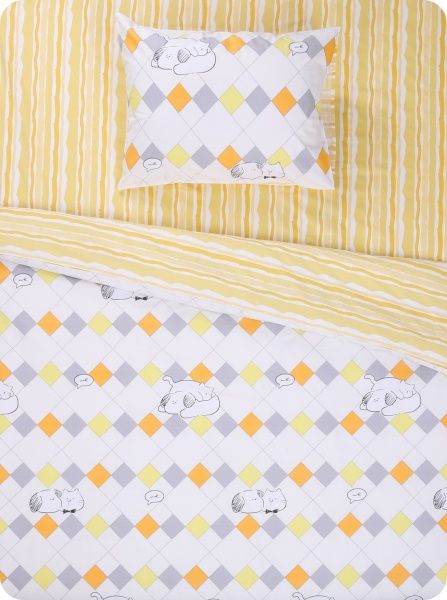 Комплект постільної білизни Funny pets полуторний різнокольоровий принт La Nuit 