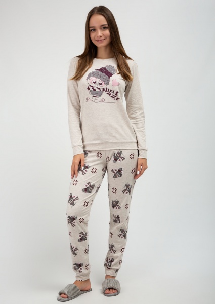 Піжама жіноча Roksana 1034/16149 р. XL бежевий із малюнком 