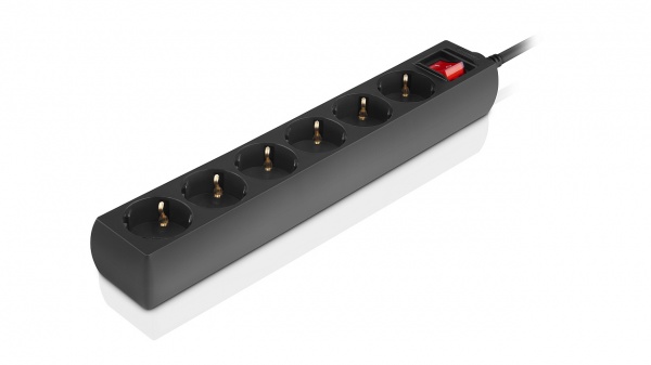 Фильтр-удлинитель Real-el RS-6 Protect M с заземлением 6 гн. черный 1,8 м