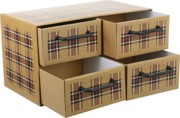 Комод картонний Miss Space Клітинка 4 відділення бежевий