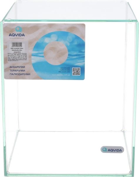 Акваріум Aqvida Куб скляний 4мм 25х25х30 з накривним склом (20л)