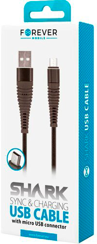 Кабель Forever Shark USB - microUSB 2A 1 м чорний (5900495679321) 