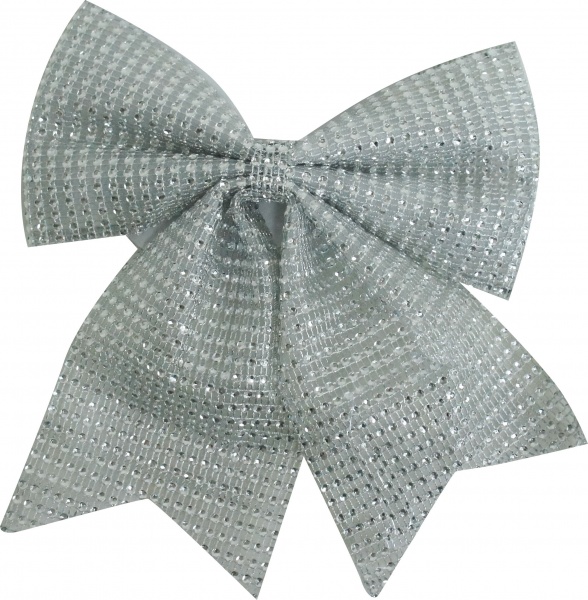 Декорация бант блестящий 19х24 см серебро T22-08-30