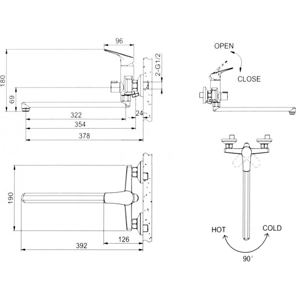 Смеситель для ванны EGO Fusion F0522902101