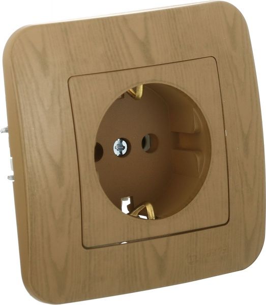 Розетка із заземленням Makel Lillium Natural без шторок без кришки дуб