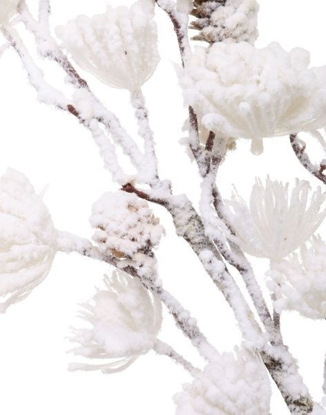 Декорація новорічна Гілка із суцвіттями і шишками 60см EPI-A3-565AW 