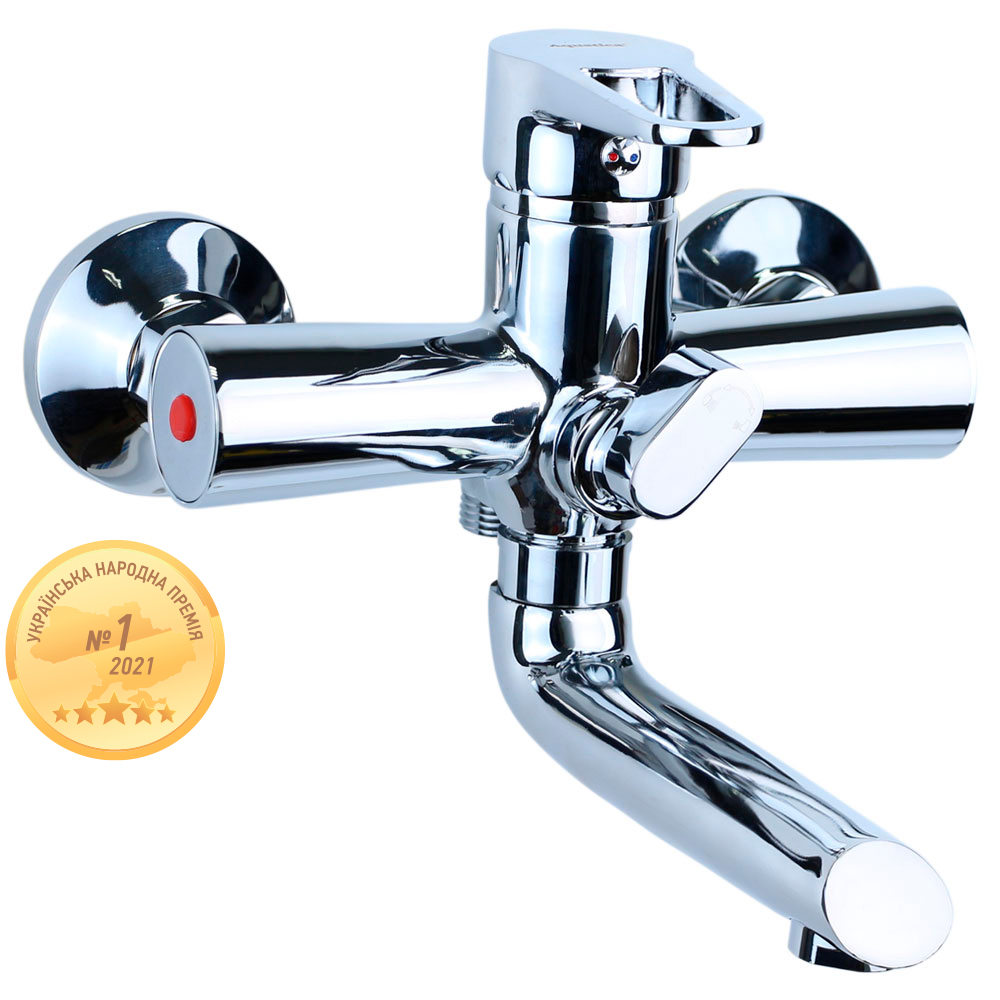 Змішувач для ванни Aquatica HK 35 мм гусак прямий 150 мм дивертор вбудований картриджний (9732210)