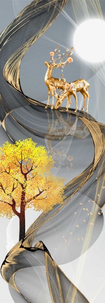 Постер Олені та дерево золото Posterclub 