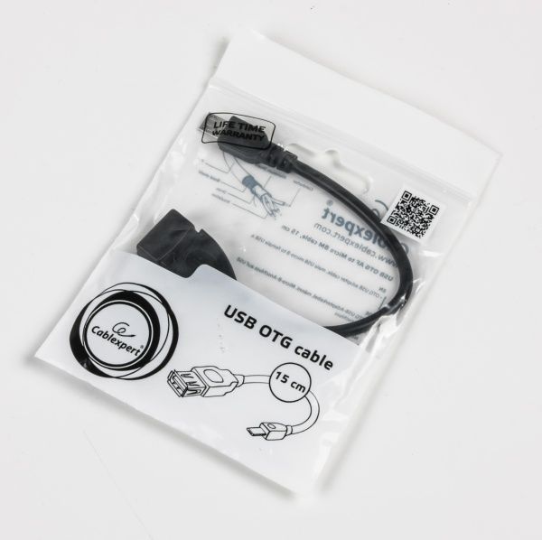 Кабель Cablexpert 0,15 м чорний (A-OTG-AFBM-03) OTG USB2.0, A-мама/miсro B-тато 