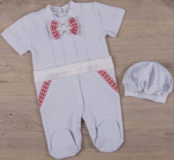 Человечек для мальчика Betis Бабочка-2 з беретом р.62 белый с красным 27075595 