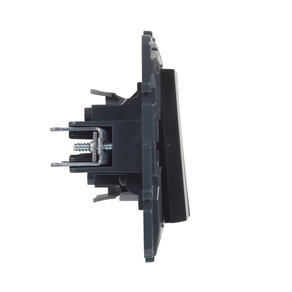 Переключатель проходной двухклавишный Niloe Step 863508 без подсветки черный