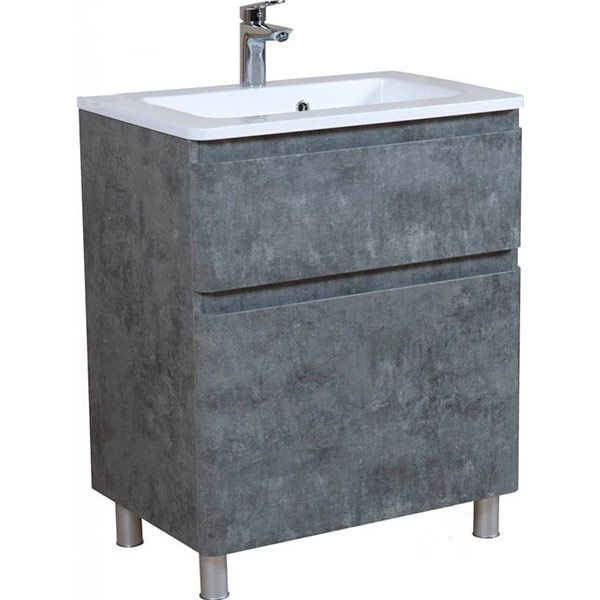 Тумба напольная Aqua Rodos Акцент серый мрамор с умывальником Альфа 70 см