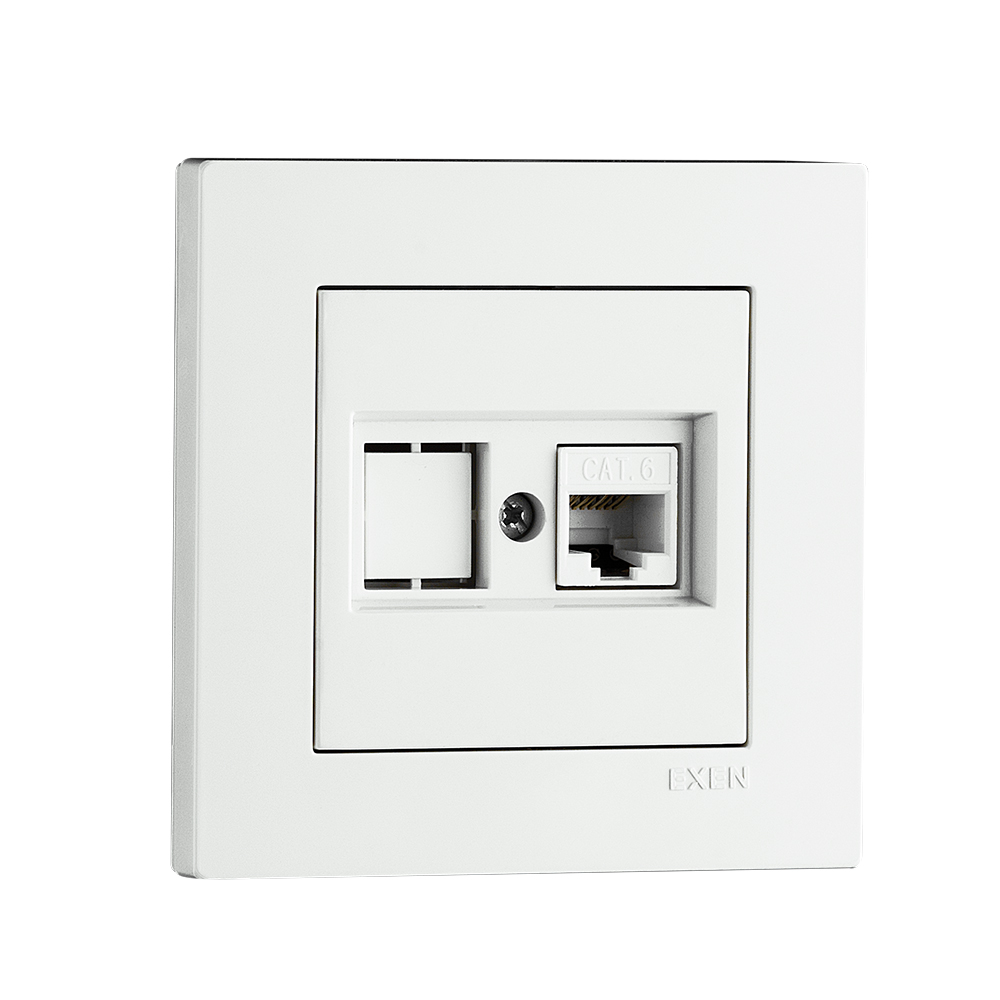 Механизм компьютерной розетки компьютерная без заземления EXEN Karell IP20 белый 290-000103-253