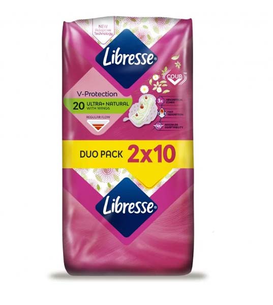 Прокладки гігієнічні Libresse Ultra Natural з алоє та ромашкою 20 шт.