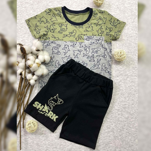 Костюм для мальчиков Blanka Акулы р.134 зеленый 12656 