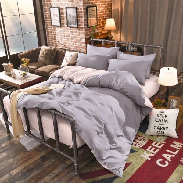 Комплект постільної білизни petal+lavender євро рожевий із сірим 