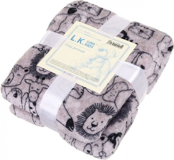 Плед Lotus животные 100x120 см серый 