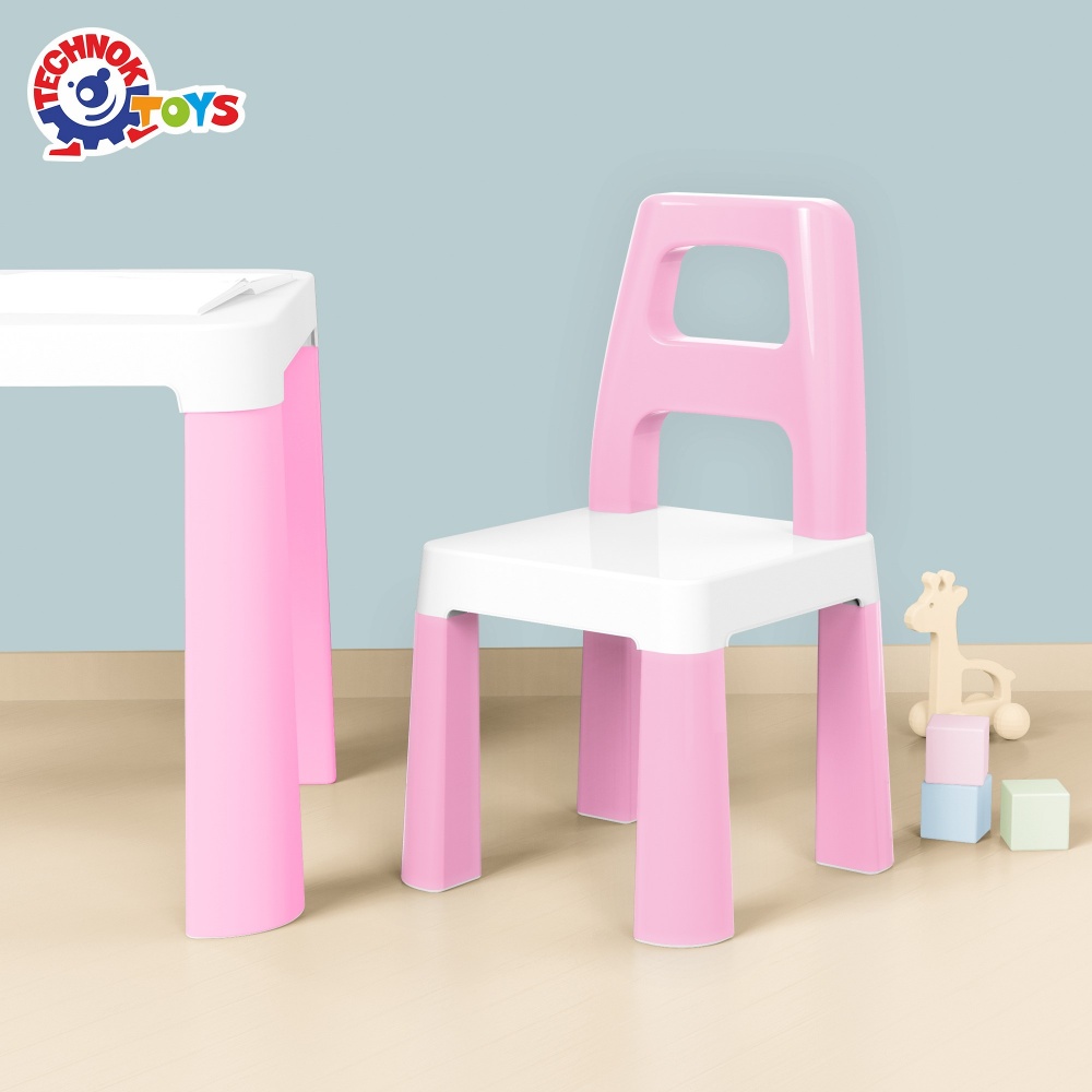 Набор ТехноК Детский стол с двумя стульями 0457 бело-розовый