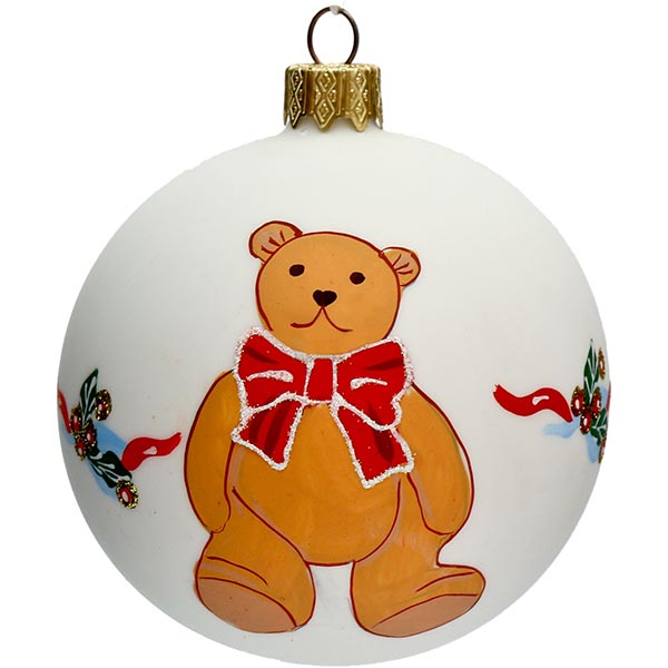 Шарик новогодний 1503 белый матовый 80 мм